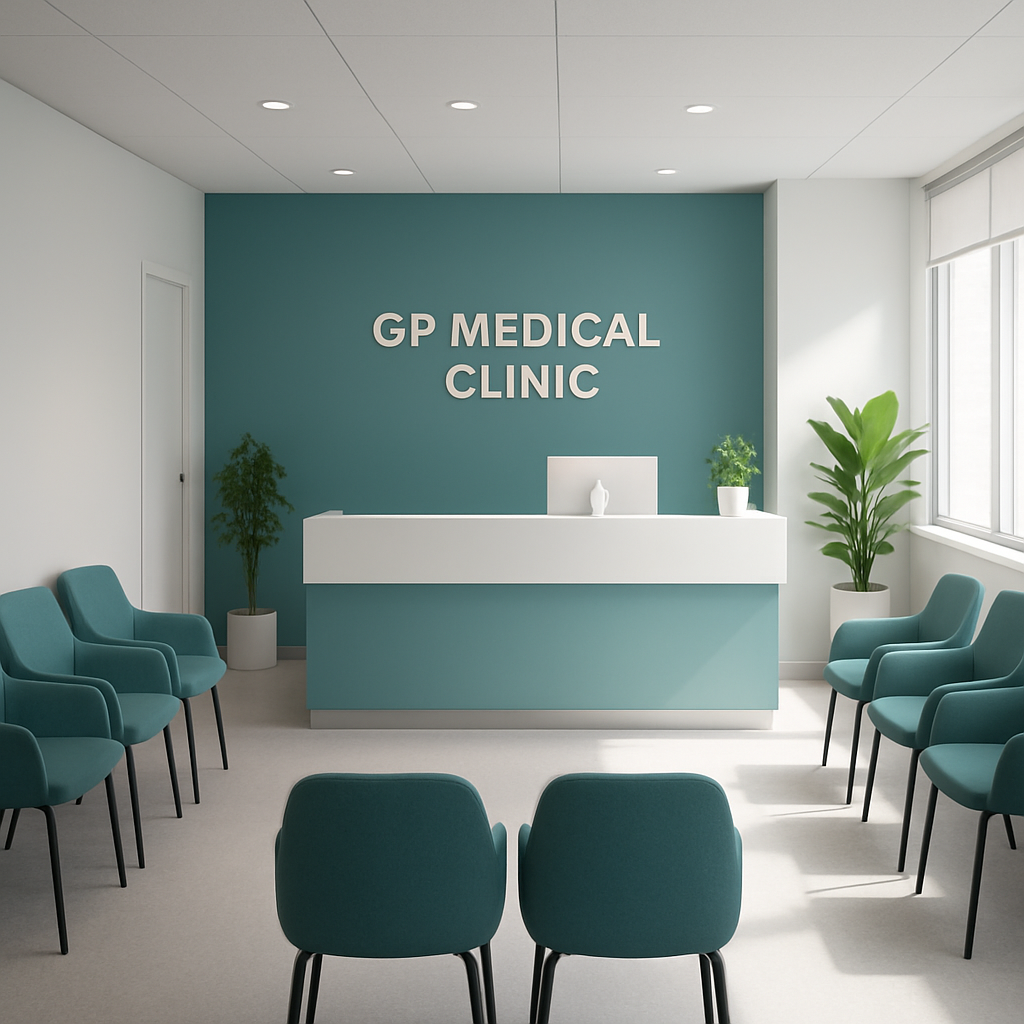 Modern and welcoming reception area at Park Avenue Medical Centre, Cranbourne